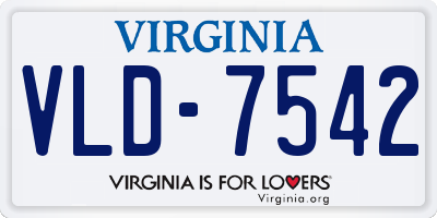 VA license plate VLD7542
