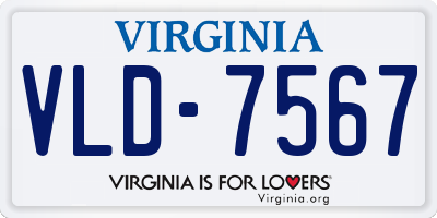VA license plate VLD7567