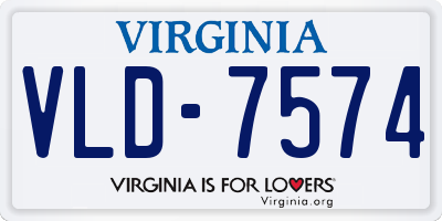 VA license plate VLD7574