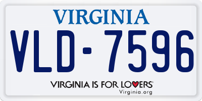 VA license plate VLD7596