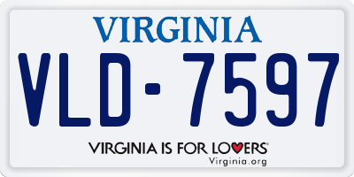 VA license plate VLD7597
