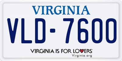 VA license plate VLD7600