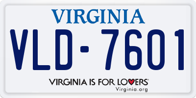 VA license plate VLD7601