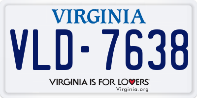 VA license plate VLD7638