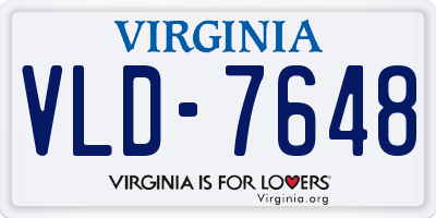 VA license plate VLD7648