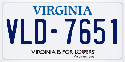VA license plate VLD7651