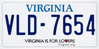 VA license plate VLD7654
