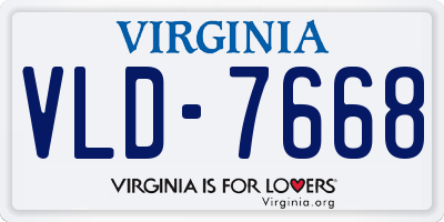 VA license plate VLD7668
