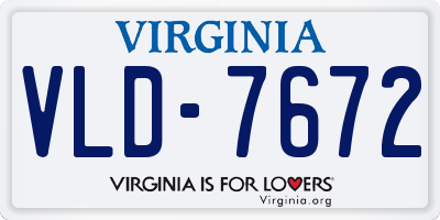 VA license plate VLD7672