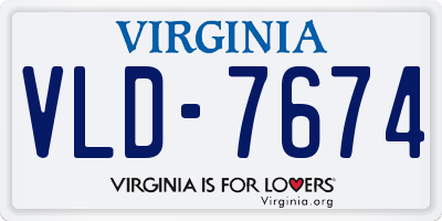 VA license plate VLD7674