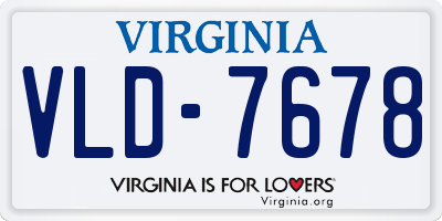 VA license plate VLD7678