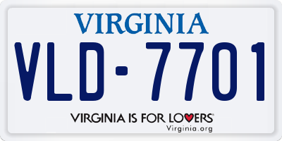 VA license plate VLD7701