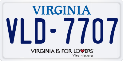 VA license plate VLD7707