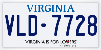 VA license plate VLD7728