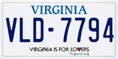 VA license plate VLD7794