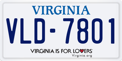 VA license plate VLD7801