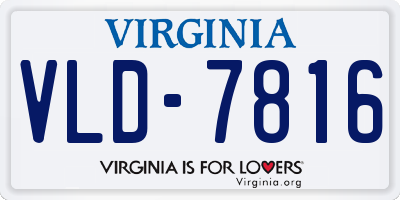 VA license plate VLD7816
