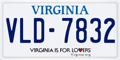 VA license plate VLD7832