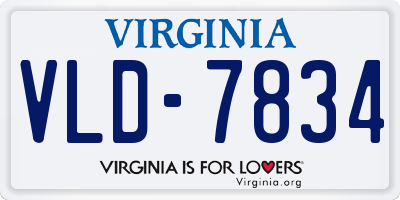 VA license plate VLD7834