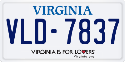 VA license plate VLD7837