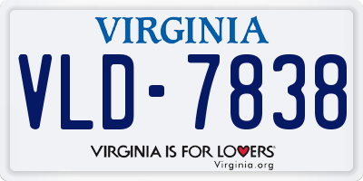 VA license plate VLD7838