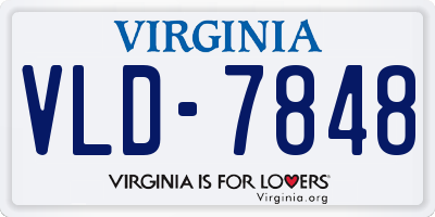 VA license plate VLD7848
