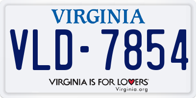 VA license plate VLD7854
