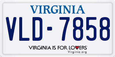 VA license plate VLD7858