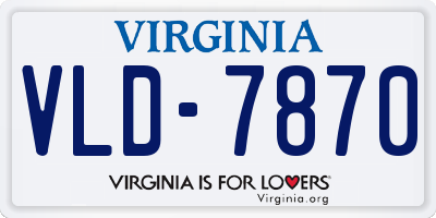 VA license plate VLD7870