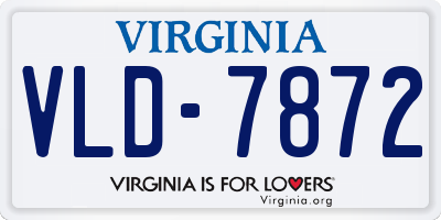 VA license plate VLD7872