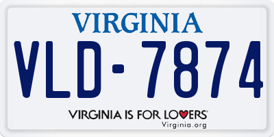VA license plate VLD7874
