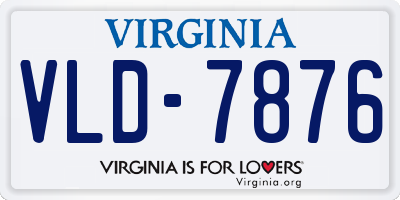 VA license plate VLD7876