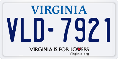VA license plate VLD7921