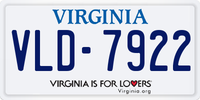 VA license plate VLD7922