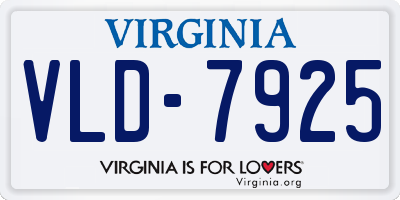 VA license plate VLD7925