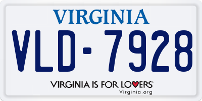 VA license plate VLD7928
