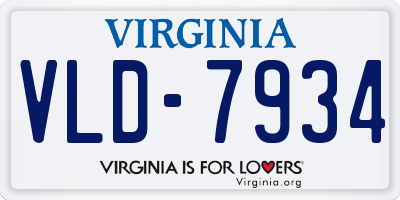 VA license plate VLD7934