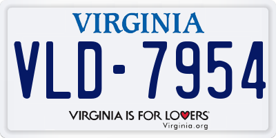 VA license plate VLD7954