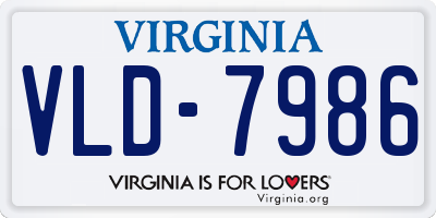 VA license plate VLD7986
