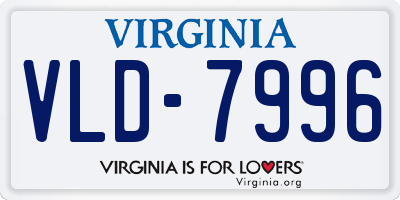 VA license plate VLD7996