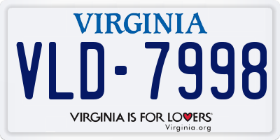 VA license plate VLD7998