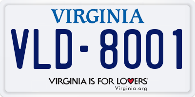 VA license plate VLD8001