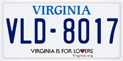 VA license plate VLD8017