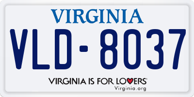 VA license plate VLD8037