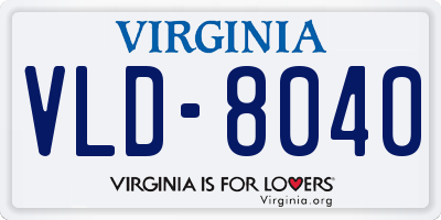 VA license plate VLD8040