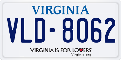 VA license plate VLD8062