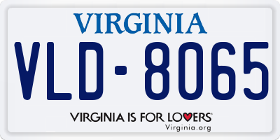 VA license plate VLD8065