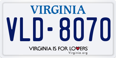 VA license plate VLD8070
