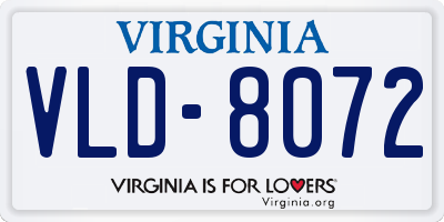 VA license plate VLD8072