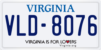 VA license plate VLD8076